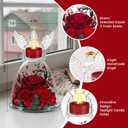 Mothers Day Roses Gifts for Mom, Preserved Roses in Glass Angel Figurines With Tealight Candle Holder,Fresh Flowers for Delivery,Mothers Day Flowers Gifts for Grandma Women Wife from Daughter/Red