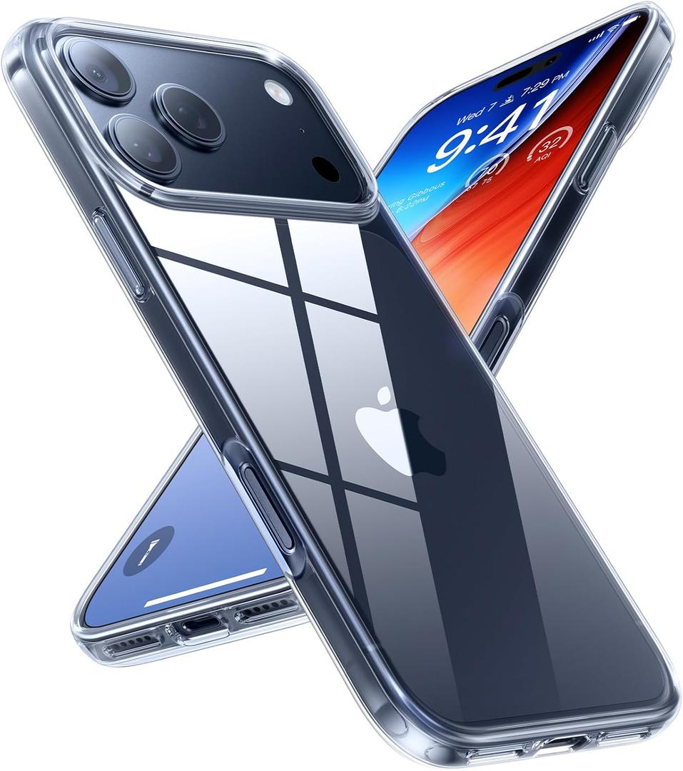 TORRAS Crystal Clear for iPhone 17 Pro Max Case, [Anti-Yellowing][Military-Grade Protection], Slim Transparent Anti-Scratch Back, Soft Bumper, Non-Slip Protective Phone Cover, Clear 6.9"