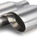 LCGP 2.5" inlet Universal Diesel Exhaust Tip 4" Outlet 09" Long Tail Tip, Polished & Double Wall Angle Cut, 304 Stainless Steel, 2-Pack