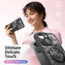 SEXYMOM Magnetic for iPhone 14 Case - Wireless Charging Compatible,Military Drop Tested Cover,Cute Floral Design for Women and Girls,Slim Fit Translucent Matte Phone Case - Flower Garden