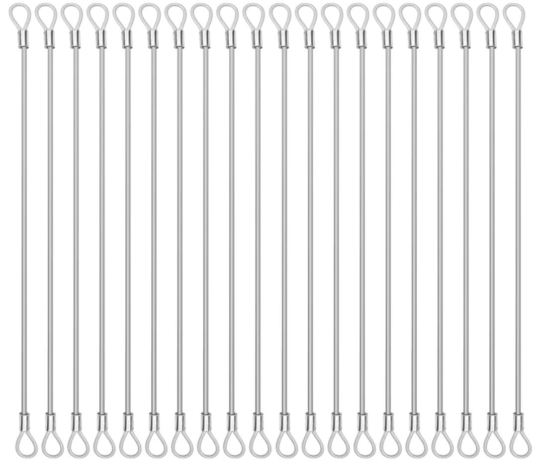 20 Pack Safety Stainless Steel Tethers,Coated Security Tether Lanyard Kit Cable Wire Compatible with Sporting Camera All Editions,Action Camera Series Devices and Other Applicable Equipment, Silver