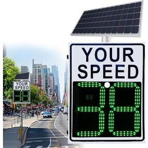 80w Solar LED Radar Speed Signs, Radar Speed Signs, Sign Road Safety Speed Limit Detector, Flashing Speed Limit Indicator,Aluminum Radar Speed Display Road Warning Board(23.6x35.4inch)