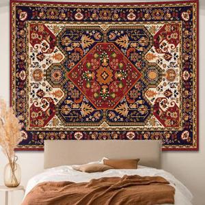 Apdidl Boho Hippie Wall Tapestry for Bedroom Aesthetic, Mandala Indian Bohemian Tapestries Art Decor, Vintage Orange Floral Cool Vertical Wall Hanging for Living Room Dorm 51" X 60"