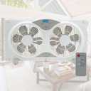 Seasons Comfort 9" Twin Window Fan, 3-Speed, Quiet Design, Portable, Remote Control, ETL Listed, Adjustable Extensions - Ideal for Home, Kitchen, Bedroom & Office, 12.99"H x 23.23"W x 6.5"D