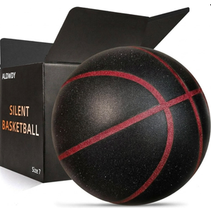 Silent Basketball Size 7 (29.5")  Grooved Airless Indoor Basketball for Quiet Dribbling and Indoor Training, Pro PU Foam Ball  Real Feel Higher Bounce Quieter (Black)