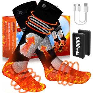 Heated Socks, Rechargeable Thermal Heated Socks for Men, Winter Clothing Warm Socks for Women, 4 Levels Heating Compression Socks, Washable Foot Warmer for Skiing, Hunting, Camping, Hiking and Fishing
