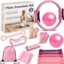 Pilates Ring and Small Ball Set for Women with 5 Resistance Bands, 14 inch Magic Circle Home Workout Essentials Starter Kit for Beginners, Yoga Sets for Full Body Toning Shape