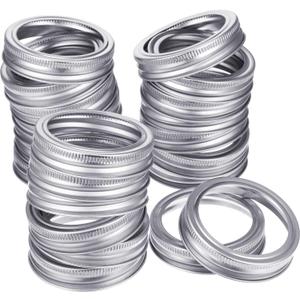Patelai 24 Pieces Regular Mouth Canning Jar Replacement Metal Rings Practical Screw Jar Bands Leak Proof Tinplate Metal Bands Rings, Compatible with Mason (Silver)