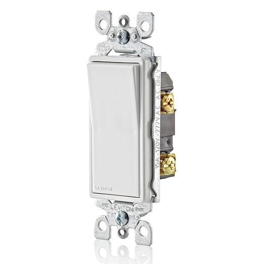 Leviton Lever Edge 15 Amp Single Pole Rocker Switch, 5-Pack, E5601-MW, White