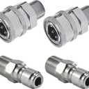 Pressure Washer Quick Connect 3/8 Inch, Pressure Washer Fittings, Adapter Set, Male Thread, 4 Pieces