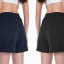 Women's Sweat Shorts Comfy Lounge Running Shorts Gym Summer Casual High Waisted Athletic Shorts with Pockets (Black, M)