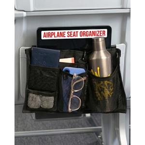 SKY STASH Airplane Seat Organizer to Clip onto Airplane Seat Pocket | Travel Essentials Accessory with Improved Universal Compatibility (15 x 9 Inches)