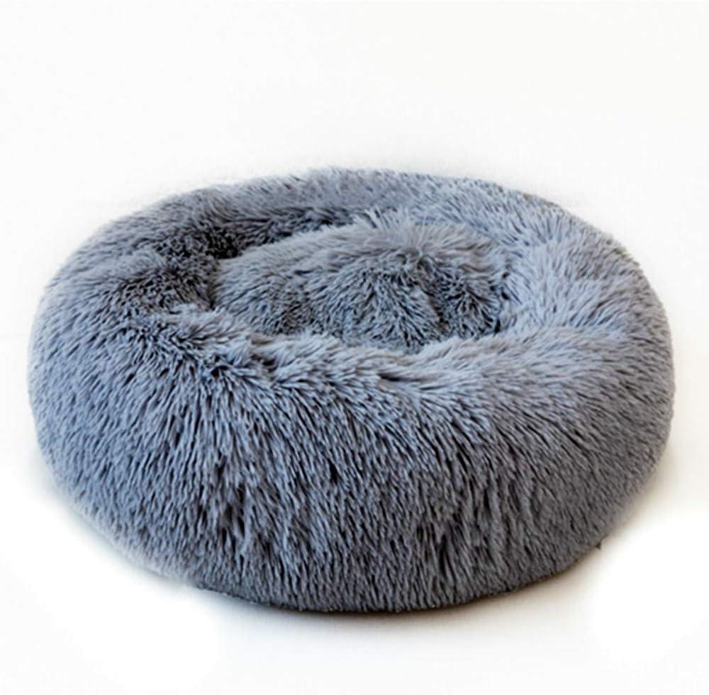 Ulalaza Donut Cat Bed Plush Cat Cushion Pet Bed Self Warming Indoor Round Pillow Cuddler (Dark gray)