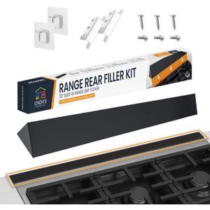 30 Slide In Range Gap Filler Kit, Slide-In Range Rear Gap Filler & Range Trim Kit, Universal Stove Gap Cover Between Stove and Wall Guard, Aluminum Cooktop Trim Kit for Whirlpool & Most Brands, Black