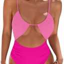 Blooming Jelly Womens One Piece Swimsuit Tummy Control Bathing Suit Sexy Flattering Cheeky High Cut Out Cute Ladies Swimwear,S