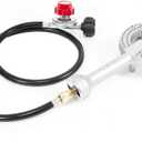 GasOne High Pressure Cast-Iron Burner Head with Brass Fitting Orifice with 0-20 Psi High Pressure Regulator & Hose Complete Kit