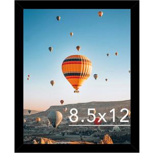 JCJMY 8.5x12 Picture Frame Black for Wall Hanging or Tabletop, Wall Mounting Horizontally or Vertically, 8.5 x 12 Wall Gallery Poster Photo Frame with Shatter Resistant Plexiglass, Black