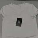 SUUKSESS Women Double Lined Fitted Basic Tee Crew Neck Short Sleeve Y2K Crop Top, Beige, S