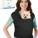 Dog Sling Swaddle Carrier for Small Dog, Cat Front Carriers for Small Pet up to 20lbs, Puppy Pouch with Adjustable Straps, Hands Free Pet Sling, Anti Anxiety Puppy Sling (Black)