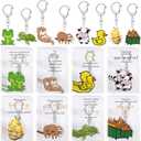Landical Christmas Positive Keychains Gifts Bulk Positive Thank You Animal Keychains with Cards for Employee Coworker Team