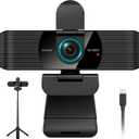 RUWBY Full HD 1080P Webcam with Built-in Dual Mics, Wide-Angle Lens, Privacy Cover, Tripod Stand, Autofocus PC Camera, Plug and Play for Desktop Computer or Laptop