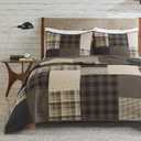 Woolrich Quilt Set Queen, Southwestern Aztec Bedding, Reversible Lightweight Bedspread, Oversized Rustic Cabin Quilt Set, Western Farmhouse Bedding with Matching Shams, Black
