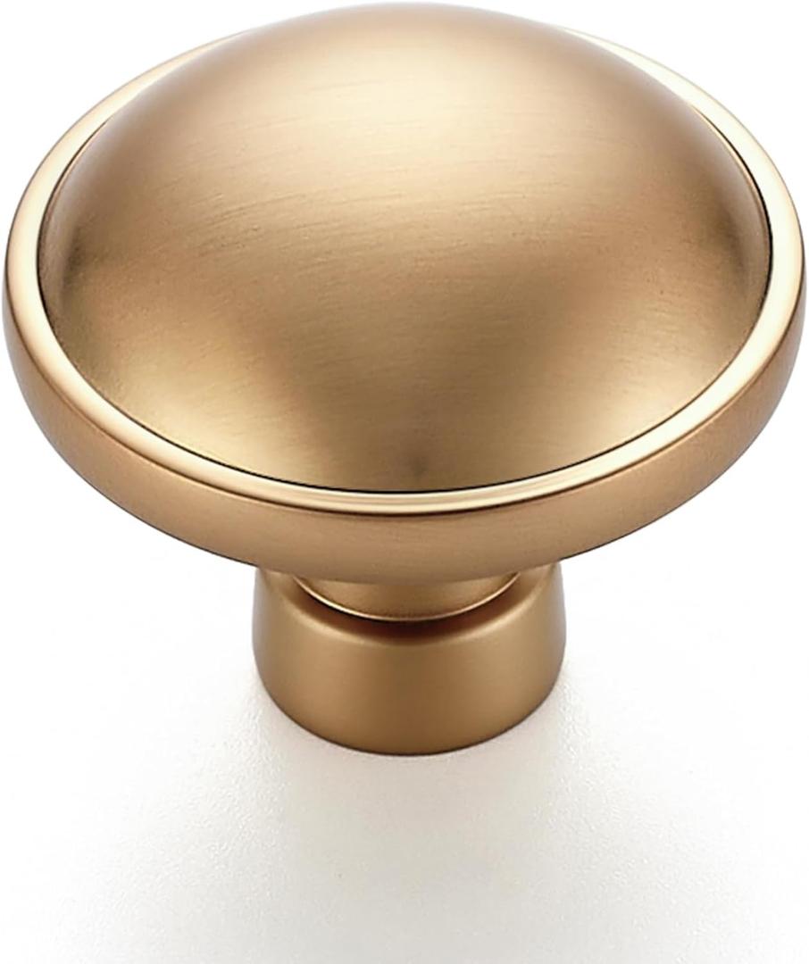 Ravinte 25 Pack 1-1/4 Inch Diameter Kitchen Cabinet Knobs Champagne Bronze Dresser Knobs Round Solid Cabinet Drawer Pulls for Kitchen Cupboard Hardware