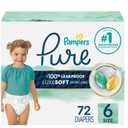 Pampers Baby Diapers - Pure Protection - Size 6, 72 Count, for up to 100% Leakproof, Premium Plant-based Skin Protection