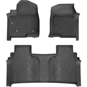 KARPAL Floor Mats Fit for 2019-2024 2025 Chevrolet Silverado 1500/GMC Sierra 1500, 2020-2025 Chevy Silverado/GMC Sierra 2500HD/3500HD Crew Cab, TPE All Weather Floor Liner Car Mats, Front & 2nd Row