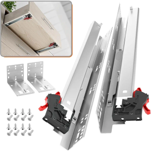AOLISHENG 1 Pair Undermount Soft Close Drawer Slides 9 12 15 18 21 24 Inch 80 lb Load Capacity Full Extension Ball Bearing Hidden Bottom Mount Rails Locking Devices Concealed Runners