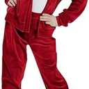 Woolicity Girls Sweatsuits Set Velour Tracksuit 2 Piece Outfits Zip Up Hoodies and Pants Sportswear Jogging Set, Size 110