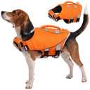 Kuoser Dog Life Jacket for Swimming & Boating, High Flotation Dog Swim Vest with Reflective Stripes & Rescue Handle, Lightweight Doggie Water Vest for Small, Medium & Large Dogs, XXL