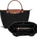 Purse Organizer Insert for le pliage ToteHandbag Organizer Compatible with le pliage Shoulder Bag Large/Small,LE PLIAGE Top Handle Small/Medium (Black, Large)