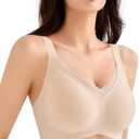 Yadalky Seamless Bras for Women Wirefree, V Mesh Comfortable Bralette No Underwire Push Up Everyday Bras Wireless T-Shirt Bra (No Size)