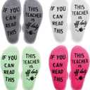 Best Teacher Ever Socks “This Teacher Is Off Duty” Sole Women's One Size 6 - 11 (Pack Of 4Pairs)