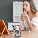 Compatible for Samsung Galaxy S22 Ultra Case [Compatible with Magsafe] 360 Rotatable Ring Stand Magnetic Military Grade Clear Case for Samsung S22 Ultra 6.8 Inch Black