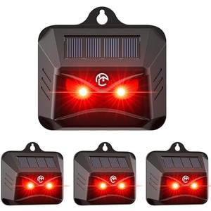 4 Packs Solar Animal Repeller, 2025 Upgraded Predator Nocturnal Animal Repellent, Red Led Light Control Outdoor Deterrent Coyote Raccoon Deer Fox Skunk Squirrel for Garden Yard Farm Chicken Coop