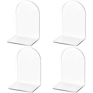 Lulonpon 4 Pieces Book Ends, Bookends, Books End for Shelves, Books End for Heavy Books, Clear Bookends, Acrylic Book Ends for School, Library,Desktop Organizer and Book Shelves