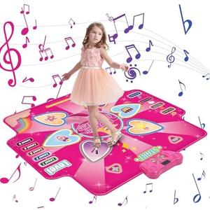 MJIAHOMDEC Dance Mat for Kids 2 Player, Musical Dance Game Pad with LED Lights, Educational Dancing Playmat Toys for Girls Boys Ages 3-12, Portable Non-Slip Dance Floor Mat, Birthday