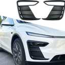 yhcdsea for 2025 2026 Tesla Model Y Juniper Front Fog Light Cover Trim Eyebrow Frame Decorative Accessories (Juniper-Matt Black)