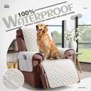 KinCam 100% Waterproof Recliner Chair Cover, Reclining Couch Covers for Pets, Dogs, Recliner Couch Slipcover Furniture Protector with Elastic Straps for Kids(28", Beige White)