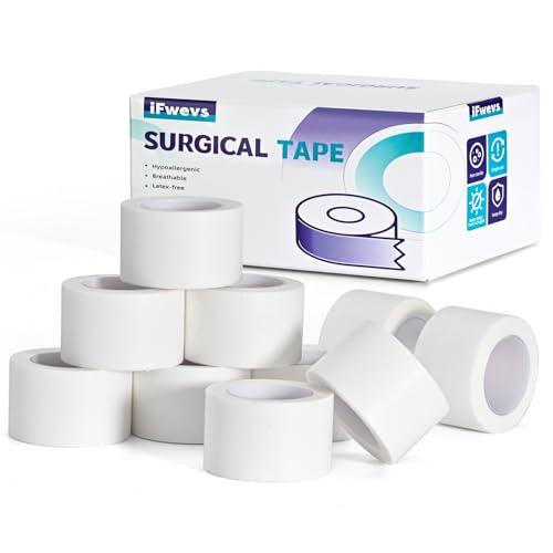 iFwevs Paper Medical Tape 8 Rolls - 1" x 10 Yards Latex-Free & Hypoallergenic Soft Paper Surgical Tape, Applicable to Surgical Tape for Skin, Dressings, Wound First Aid Tape