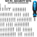 NEIKO 10082A Security Bit Set and Ratcheting Screwdriver | 101 Piece Set | Chrome Vanadium Steel | Screwdriver Bit Set Phillips, Tamperproof Torx Bits, & Flat | 1/4" Hex Shank Magnetic Bit Holder