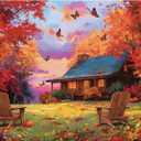 500 Piece Puzzles for Adults, Cozy Autumn Cabin Jigsaw Puzzle with Colorful Leaves, Pumpkins in Fall 500 Piece Puzzle, Wall Decor, Perfect for Gift for Adults, Seniors, 20.5 x 15 in