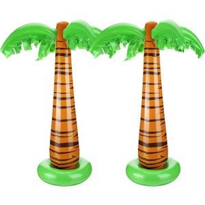 TecUnite 2 Pack Inflatable Palm Trees 35 Inch Jumbo Coconut Trees Beach Backdrop Favor for Summer Beach Hawaiian Tropical Birthday Backyard Pool Luau Party Decoration Photo Booth Prop Accessory
