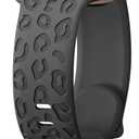 CreateGreat Engraved Bands Compatible with Apple Watch Band 40mm 41mm 38mm 42mm 44mm 45mm 46mm 49mm, Leopard Pattern Soft Silicone Strap Compatible with iWatch Series 10 9 8 7 6 5 4 3 2 1 SE Ultra (Leopard-Dark Grey)