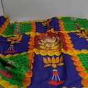 SATVIK 8x5ft. Fabric Backdrop for Ganpati Pooja Pujan Décor Puja Cloth Backdrop Mehndi Diwali Festival Marigold Garland Lotus Floral Tulle Curtain Wedding Bridal Anniversary Baby Shower Wall Banner