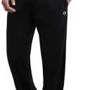 Champion mens Pants, Everyday Cotton, Lightweight Open-hem Lounge Pants for Men (Reg. Or Big & Tall)Track Pants (Large, Black C Patch Logo)