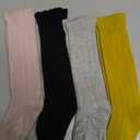 Bestjybt Baby Girls Boys Knee High Socks Cotton Newborn Infants Toddlers Cable Knit Tube Ruffled Stockings, Multicolored 4 Pairs