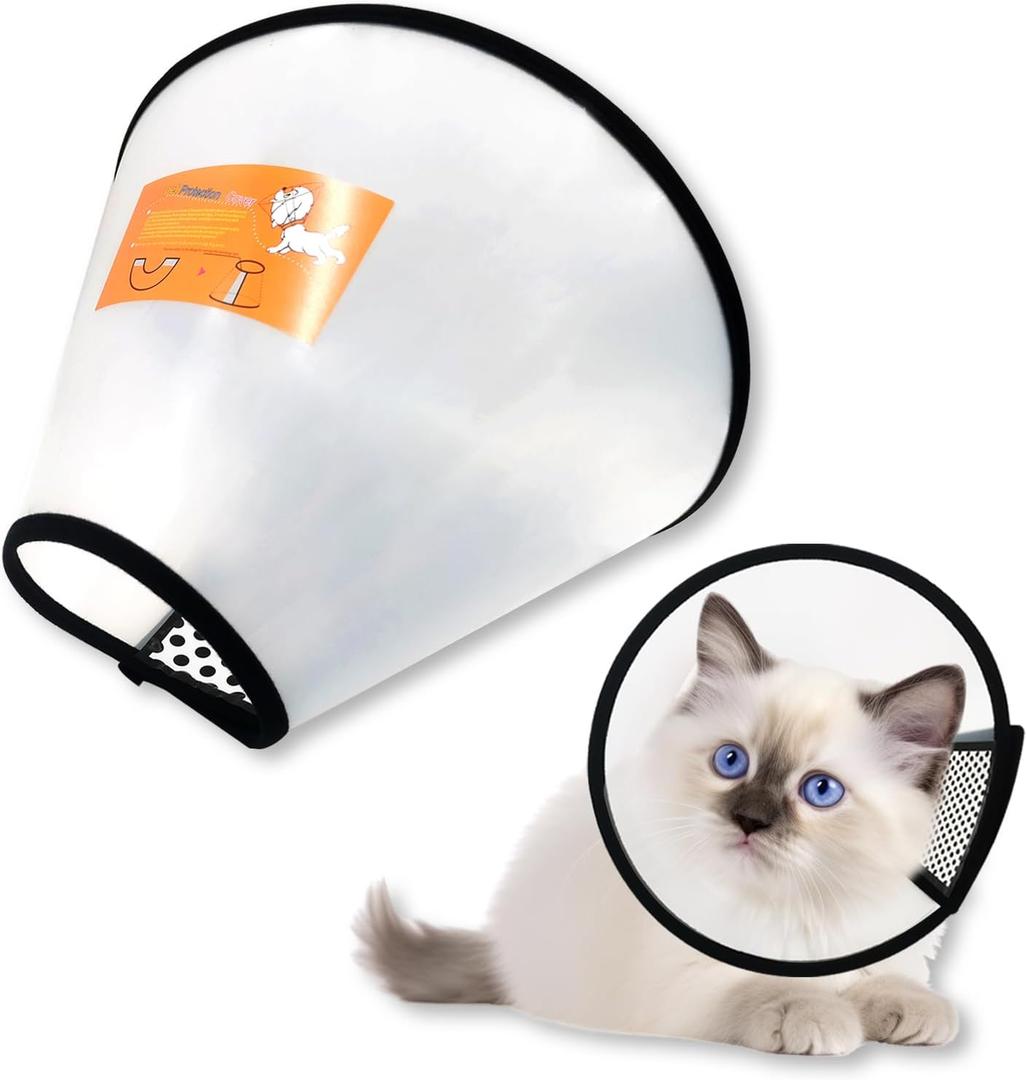 Adjustable Dog Cone Collar After Surgery Soft Cone of Shame Alternatives for Dog Cat Puppy Plastic Elizabethan Collar for Dogs from Licking Biting Scratching Wounds(M,Neck:9.0-10.6in) (White)